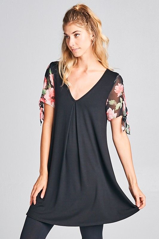 Tunic Top with Floral Detail
