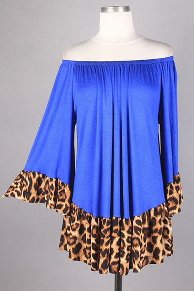 Royal Blue and Leopard Print Top